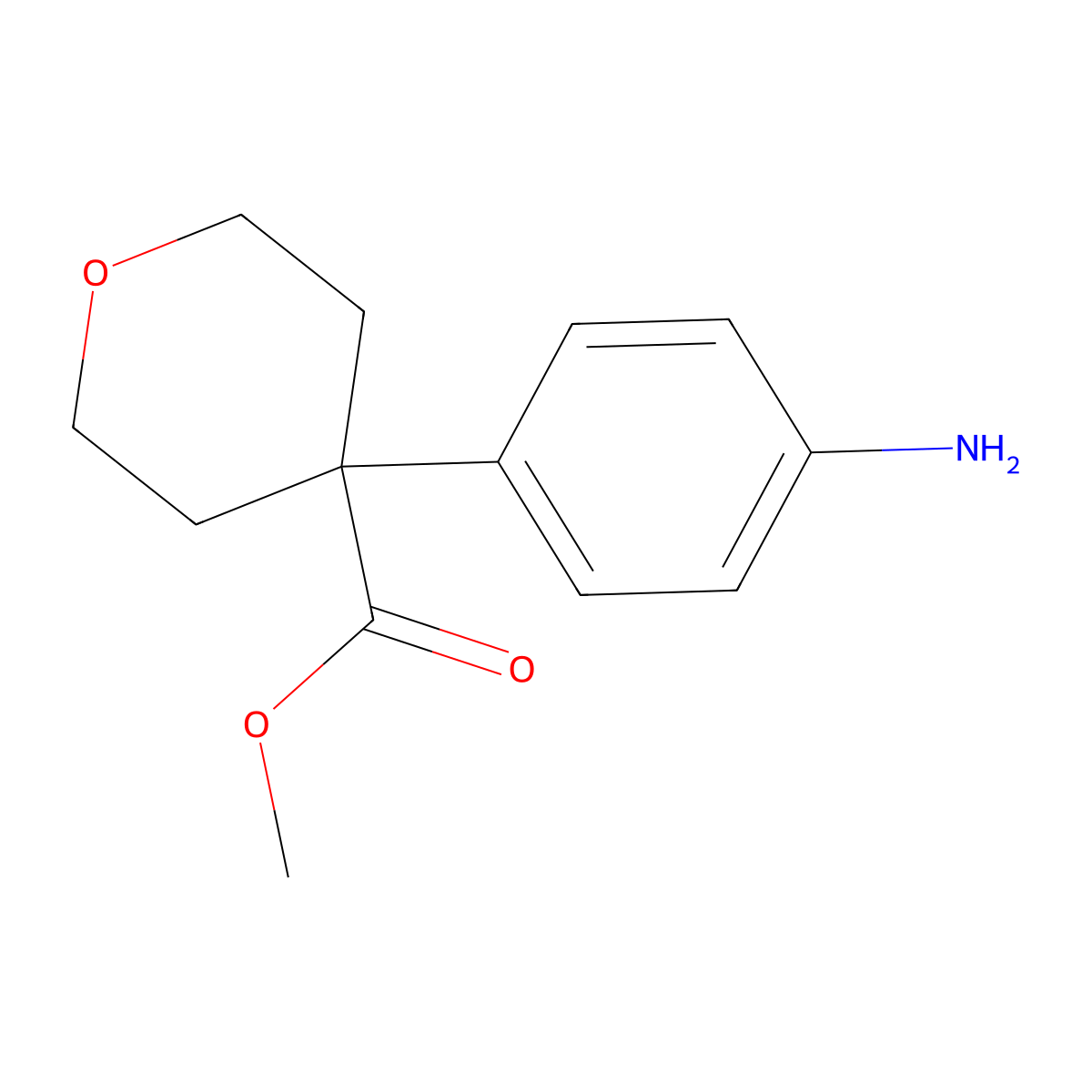 Methyl4-(4-aminophenyl)oxane-4-carboxylate molecular structure, CAS 2353503-76-9