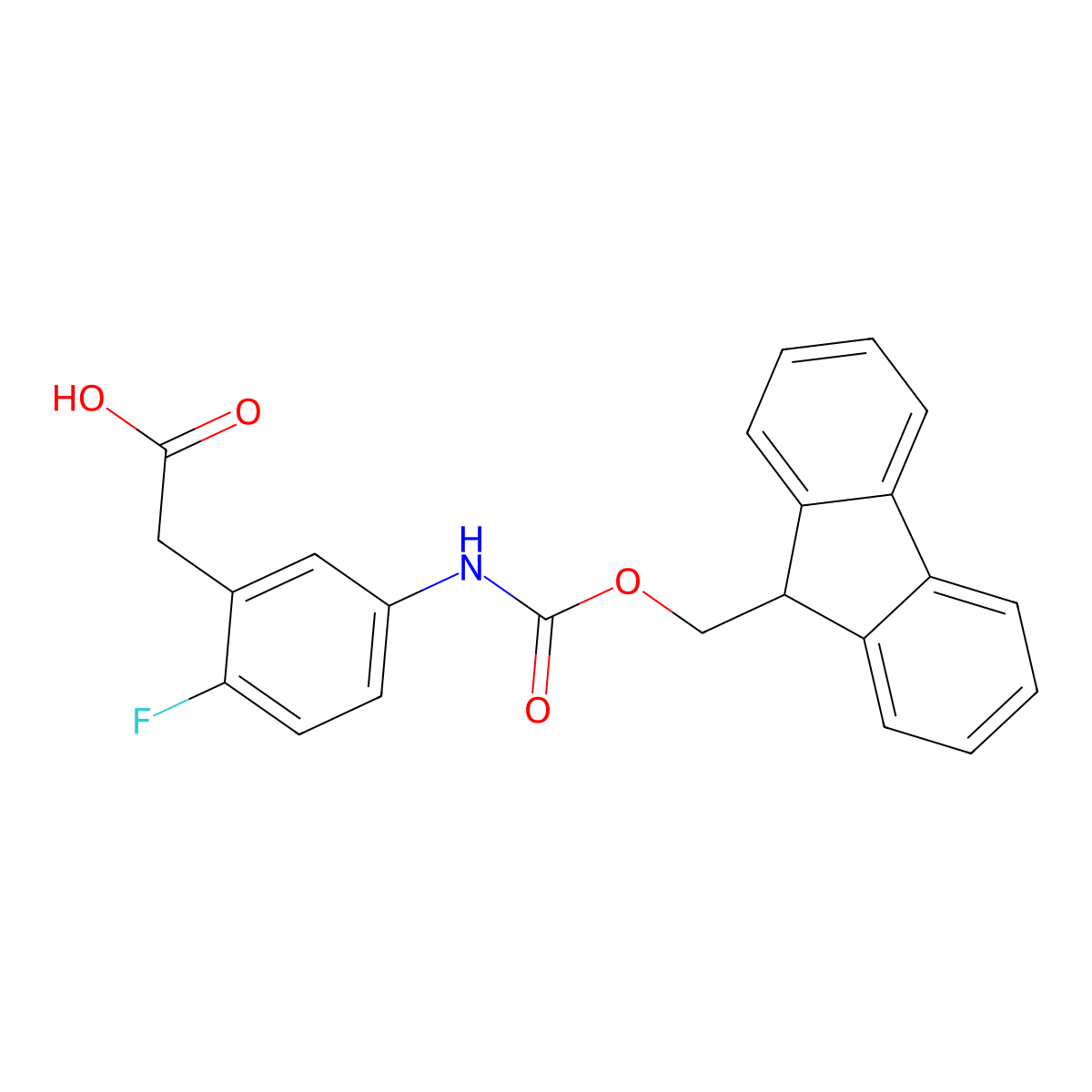 2-[5-({[(9H-fluoren-9-yl)methoxy]carbonyl}amino)-2-fluorophenyl]acetic acid molecular structure, CAS 2353519-70-5