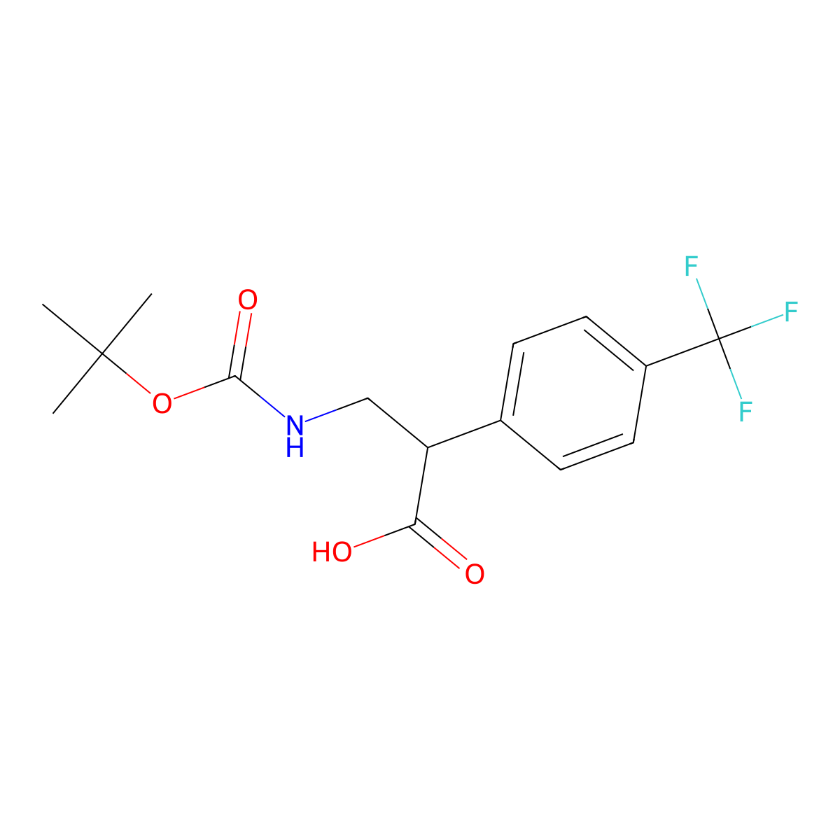 3-{[(Tert-butoxy)carbonyl]amino}-2-[4-(trifluoromethyl)phenyl]propanoic acid molecular structure, CAS 2353521-28-3