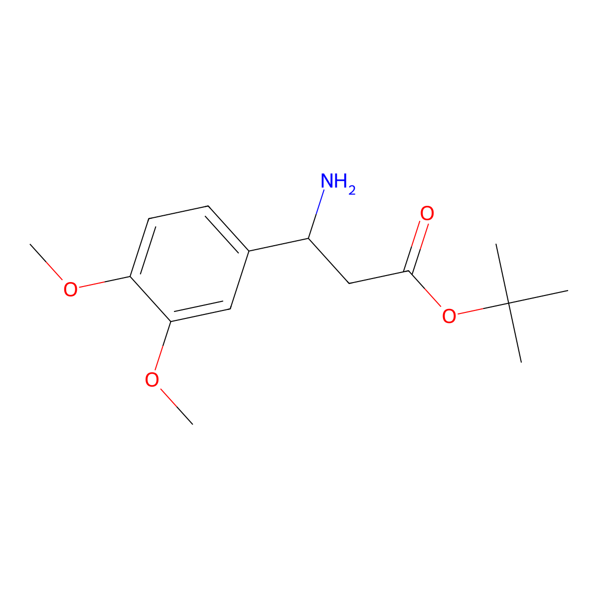 Tert-butyl 3-amino-3-(3,4-dimethoxyphenyl)propanoate molecular structure, CAS 2353534-01-5