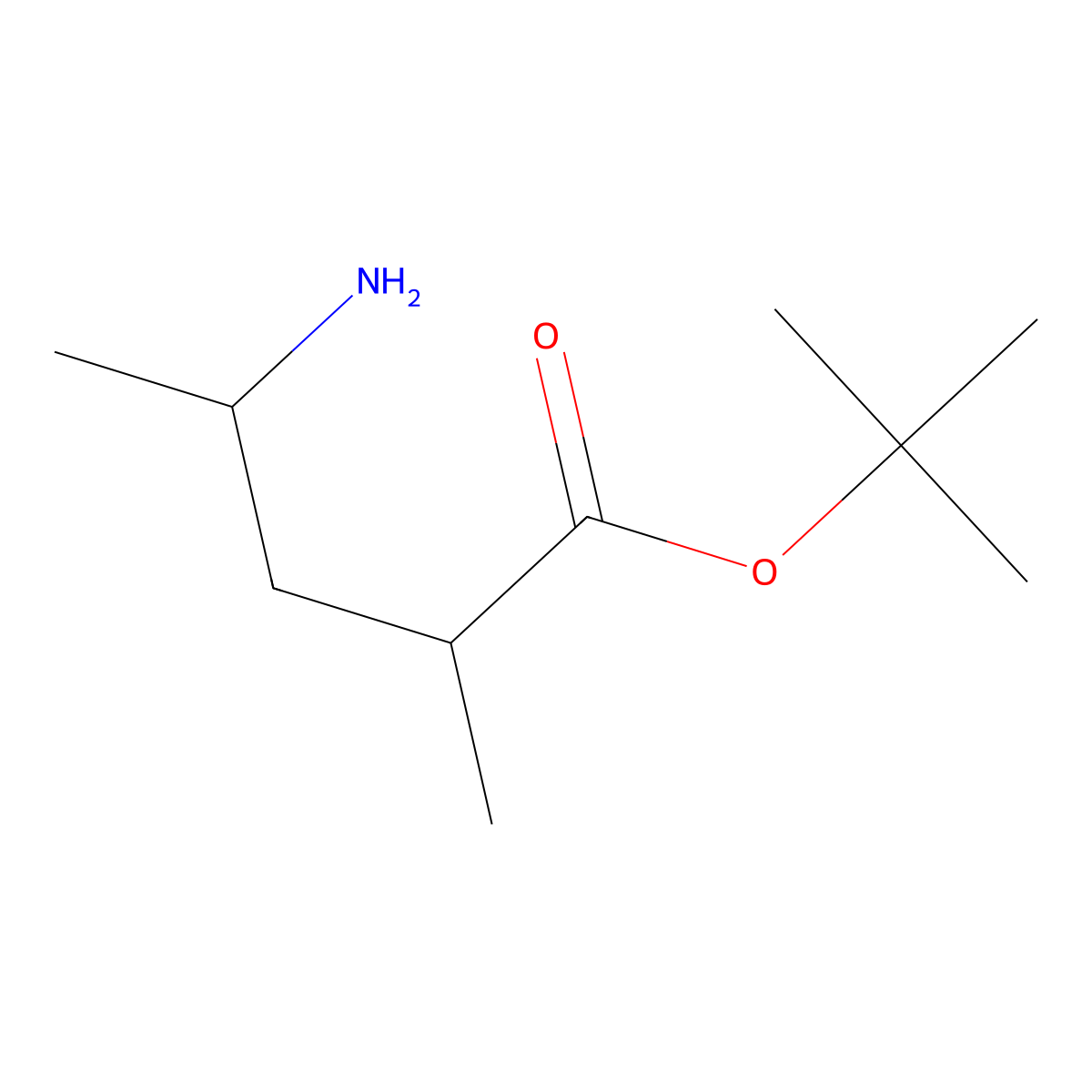 Tert-butyl 4-amino-2-methylpentanoate molecular structure, CAS 2353534-08-2