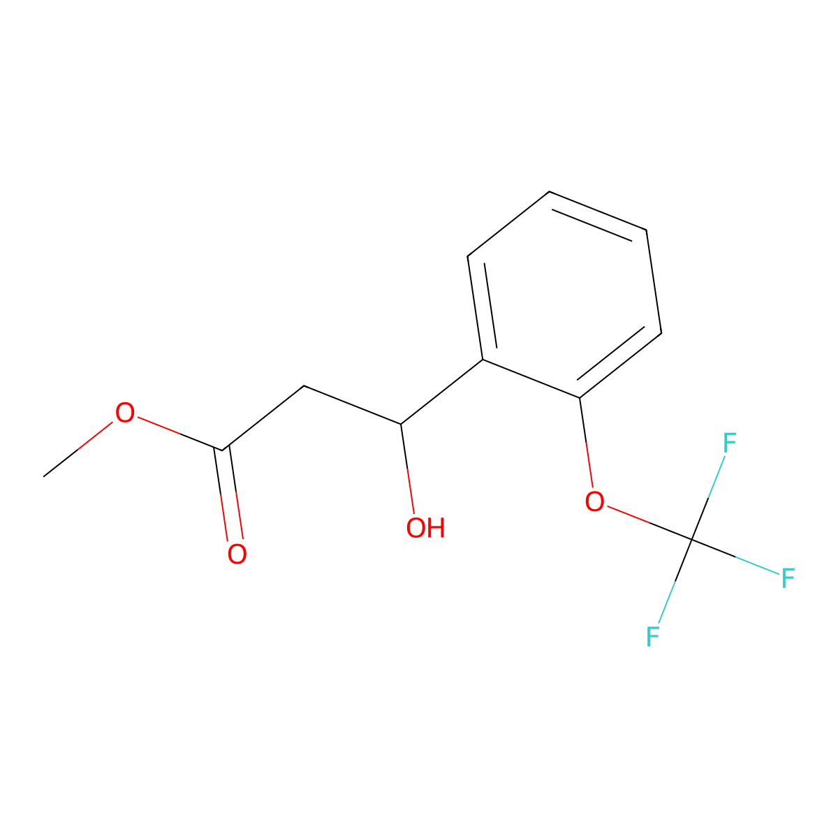 Methyl beta-hydroxy-2-(trifluoromethoxy)benzenepropanoate molecular structure, CAS 2353573-88-1