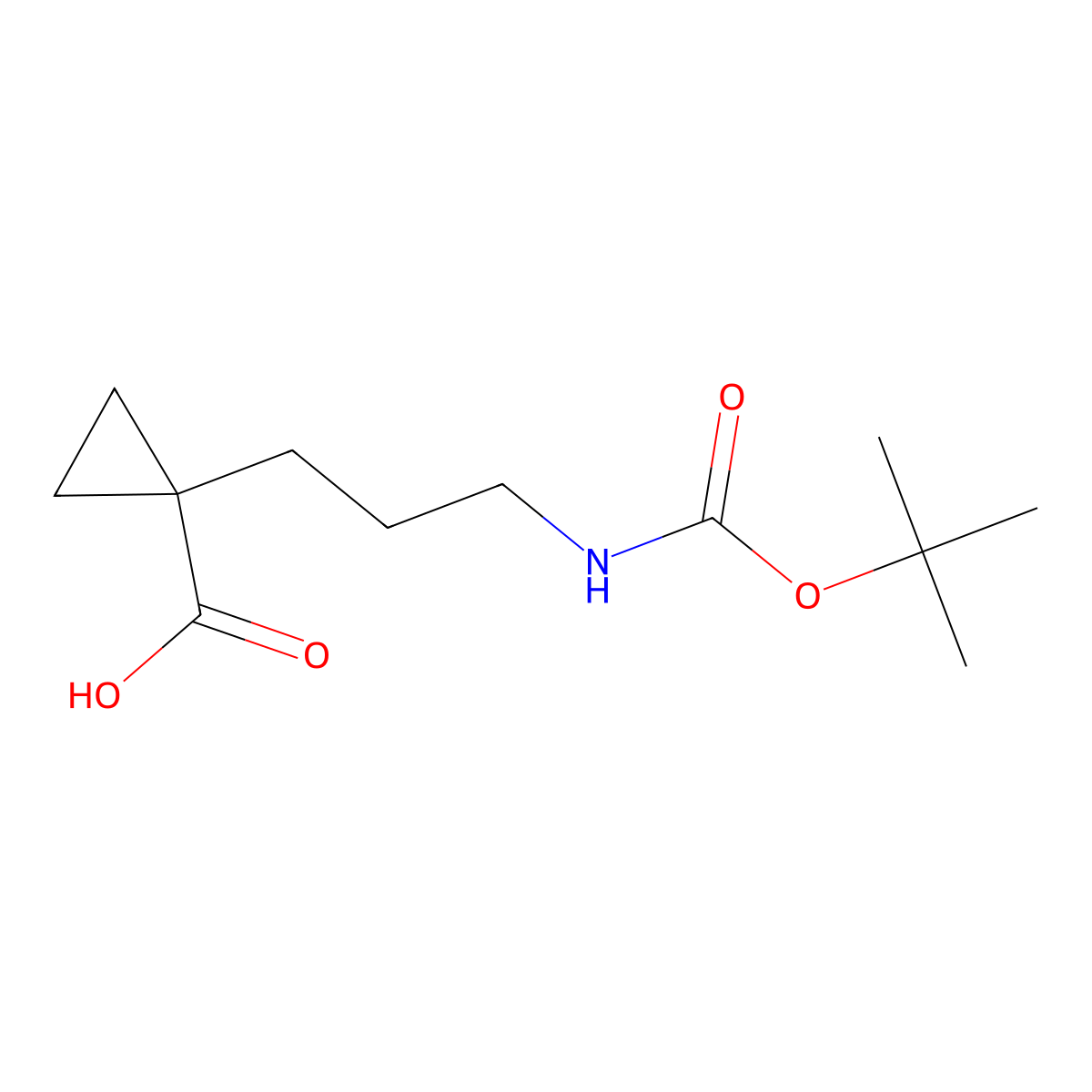 1-(3-{[(Tert-butoxy)carbonyl]amino}propyl)cyclopropane-1-carboxylic acid molecular structure, CAS 2353594-03-1