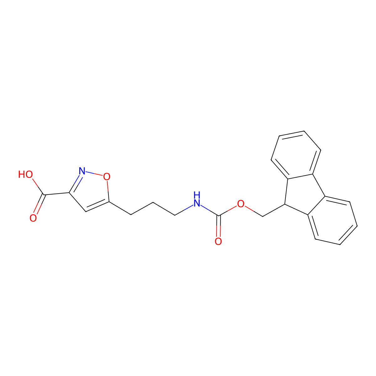 5-[3-({[(9H-fluoren-9-yl)methoxy]carbonyl}amino)propyl]-1,2-oxazole-3-carboxylic acid molecular structure, CAS 2353595-81-8