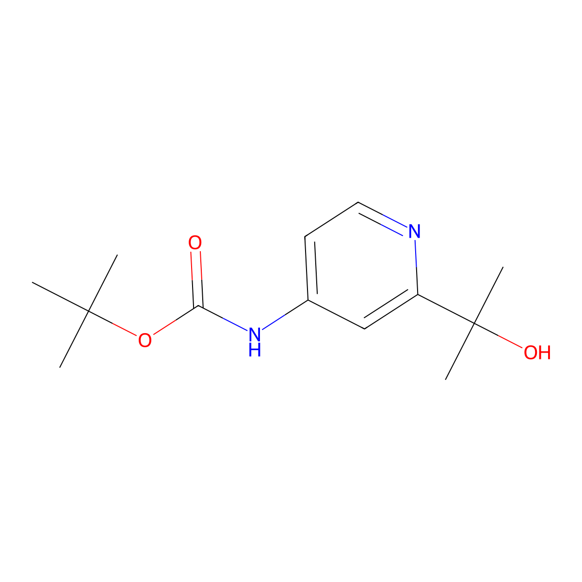 tert-butyl N-[2-(2-hydroxypropan-2-yl)pyridin-4-yl]carbamate molecular structure, CAS 2353596-89-9