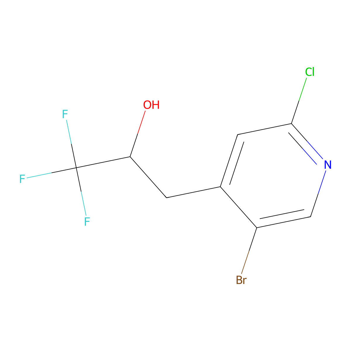3-(5-Bromo-2-chloropyridin-4-yl)-1,1,1-trifluoropropan-2-ol molecular structure, CAS 2353599-81-0