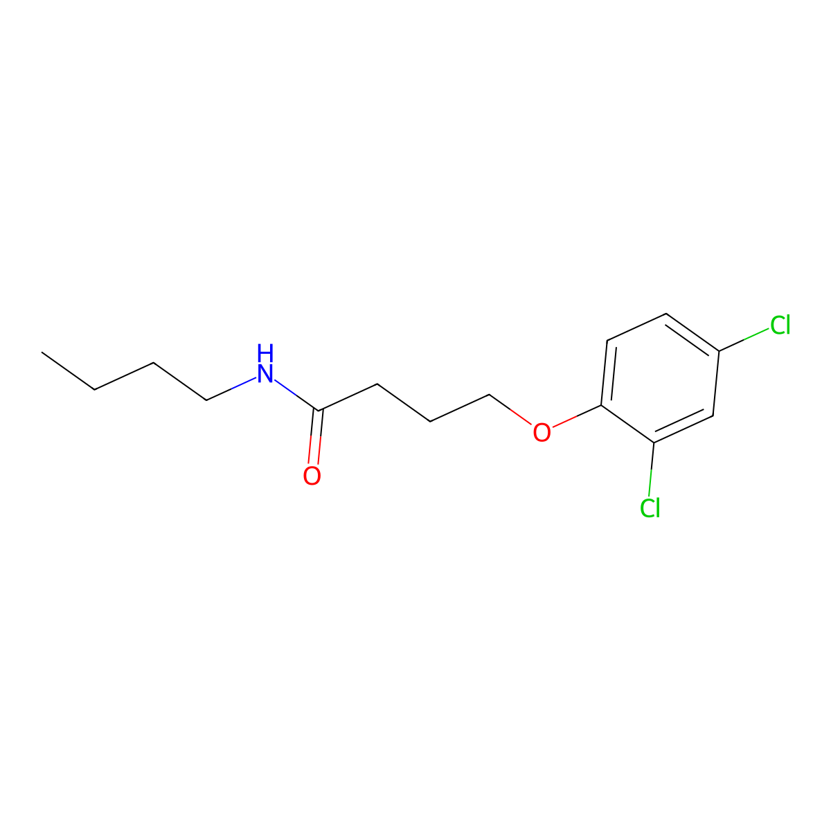 N-butyl-4-(2,4-dichlorophenoxy)butanamide molecular structure, CAS 23536-85-8