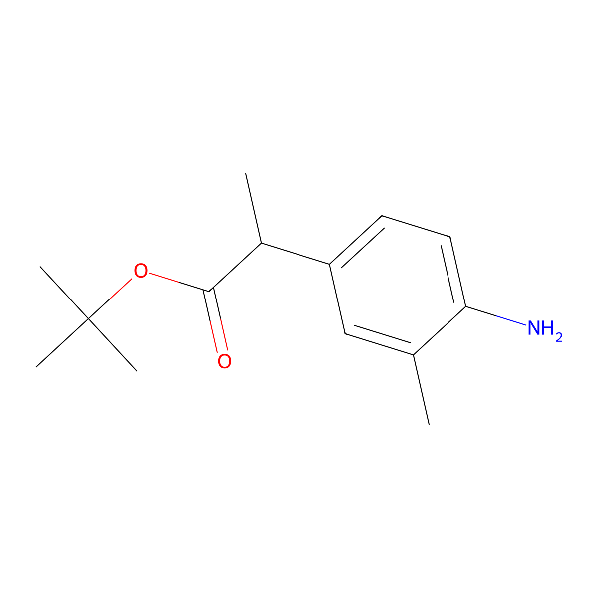 Tert-butyl 2-(4-amino-3-methylphenyl)propanoate molecular structure, CAS 2353620-59-2