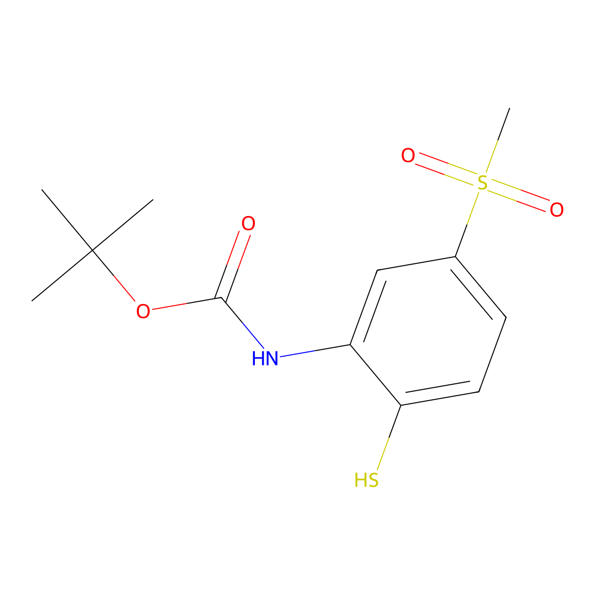 tert-butyl N-(5-methanesulfonyl-2-sulfanylphenyl)carbamate molecular structure, CAS 2353635-85-3