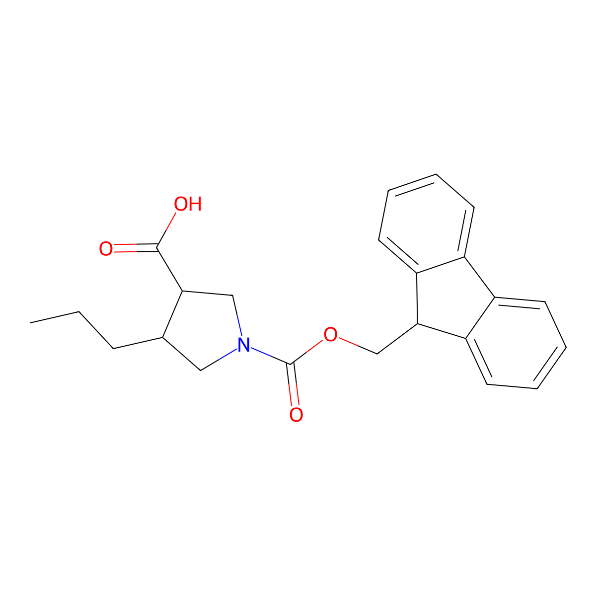 1-{[(9H-fluoren-9-yl)methoxy]carbonyl}-4-propylpyrrolidine-3-carboxylic acid molecular structure, CAS 2353677-64-0
