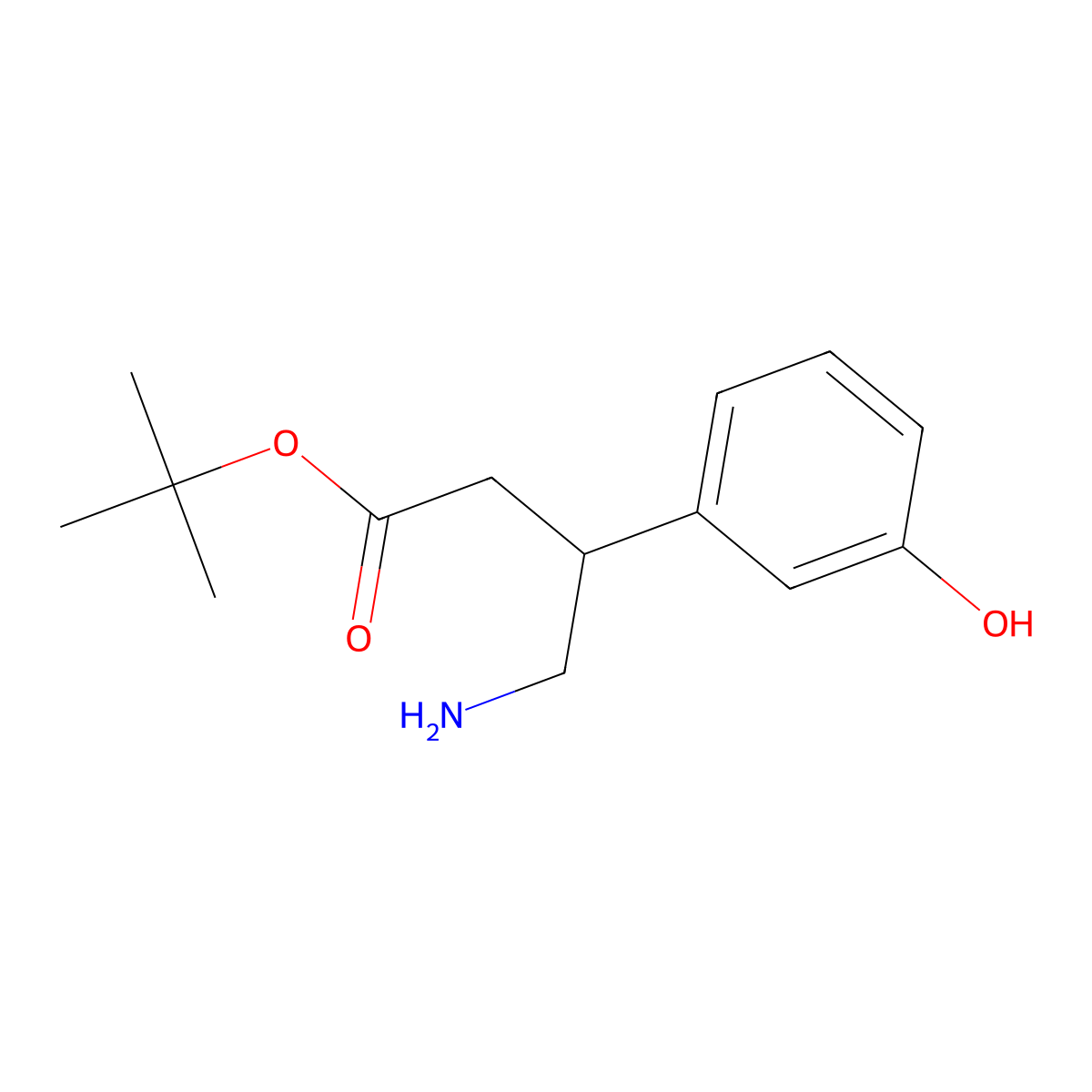 Tert-butyl 4-amino-3-(3-hydroxyphenyl)butanoate molecular structure, CAS 2353681-83-9