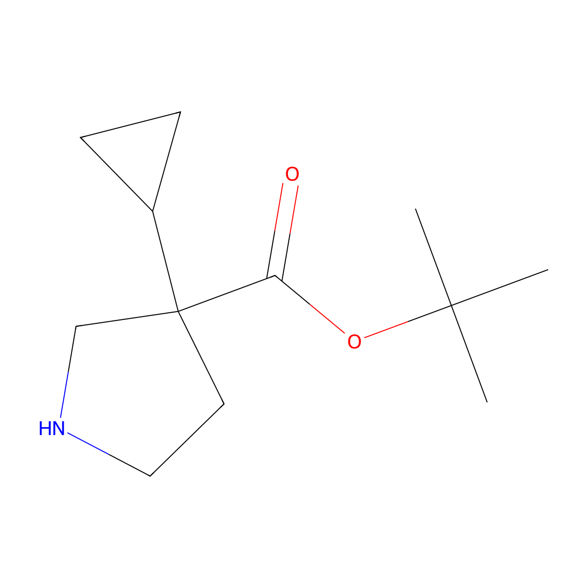 Tert-butyl 3-cyclopropylpyrrolidine-3-carboxylate molecular structure, CAS 2353701-85-4