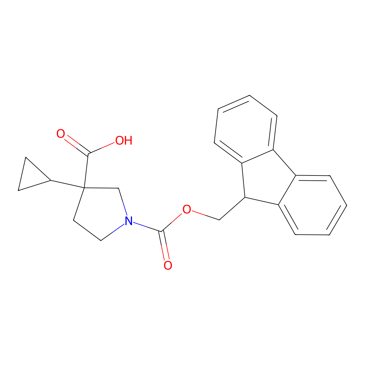 3-cyclopropyl-1-{[(9H-fluoren-9-yl)methoxy]carbonyl}pyrrolidine-3-carboxylicacid molecular structure, CAS 2353701-90-1