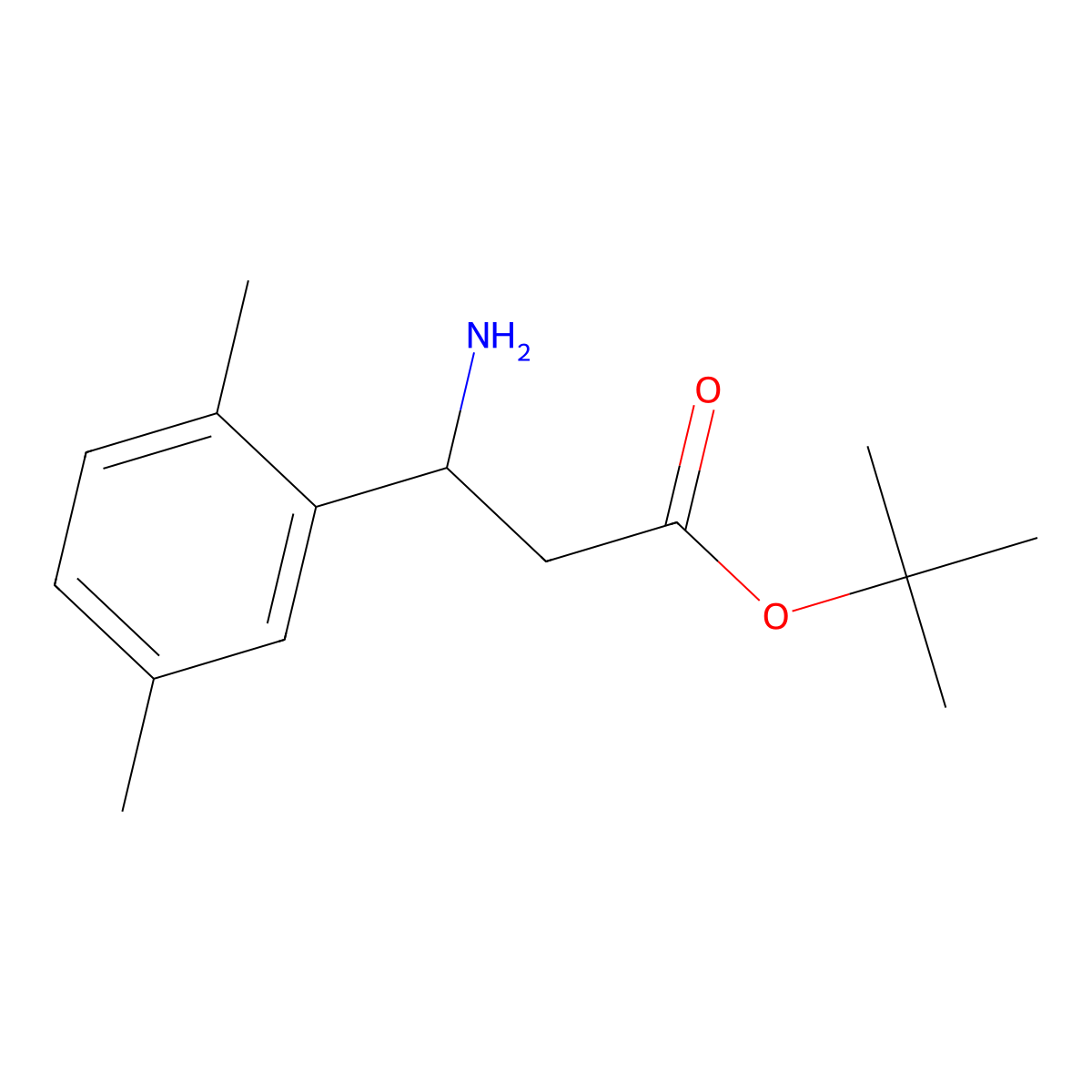 Tert-butyl 3-amino-3-(2,5-dimethylphenyl)propanoate molecular structure, CAS 2353703-72-5