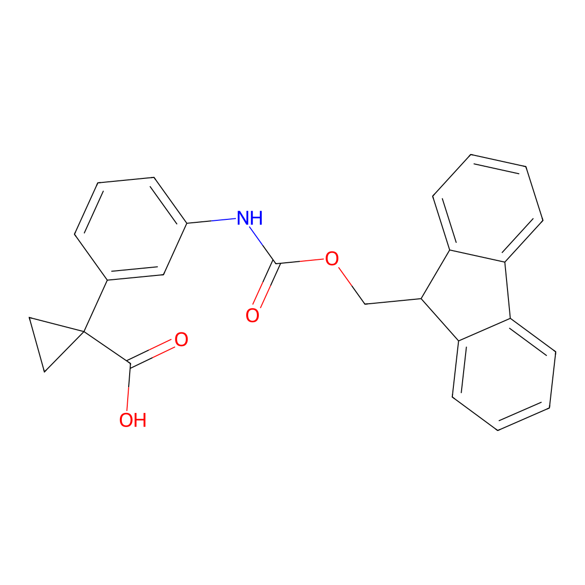 1-[3-({[(9H-fluoren-9-yl)methoxy]carbonyl}amino)phenyl]cyclopropane-1-carboxylic acid molecular structure, CAS 2353707-08-9