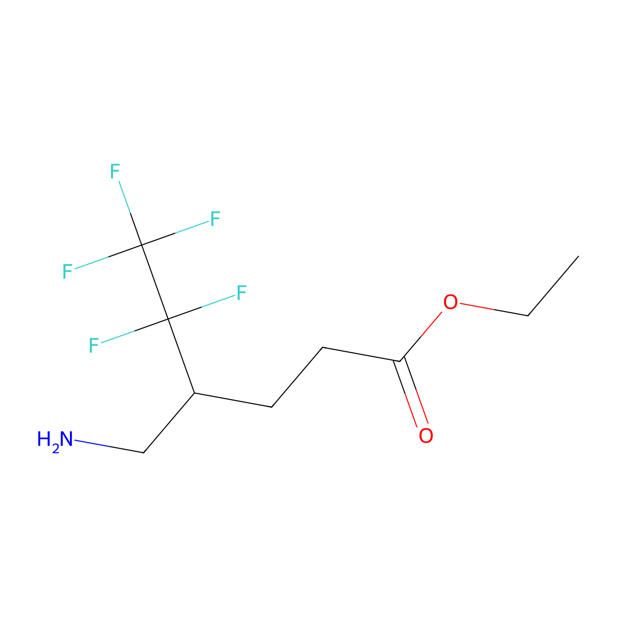 Ethyl 4-(aminomethyl)-5,5,6,6,6-pentafluorohexanoate molecular structure, CAS 2353709-95-0