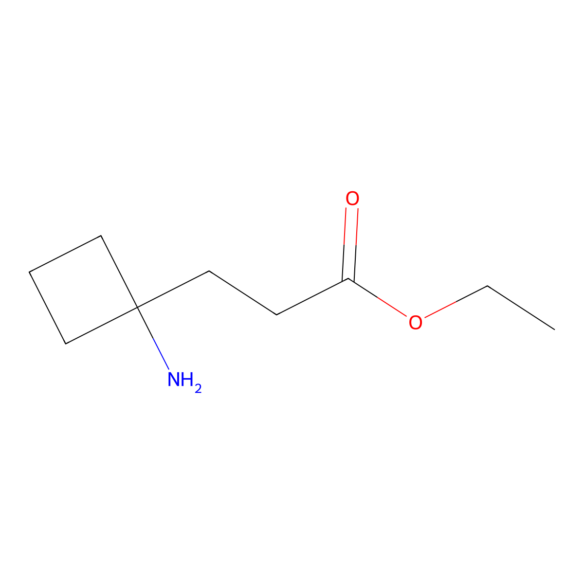 Ethyl 3-(1-aminocyclobutyl)propanoate molecular structure, CAS 2353713-14-9