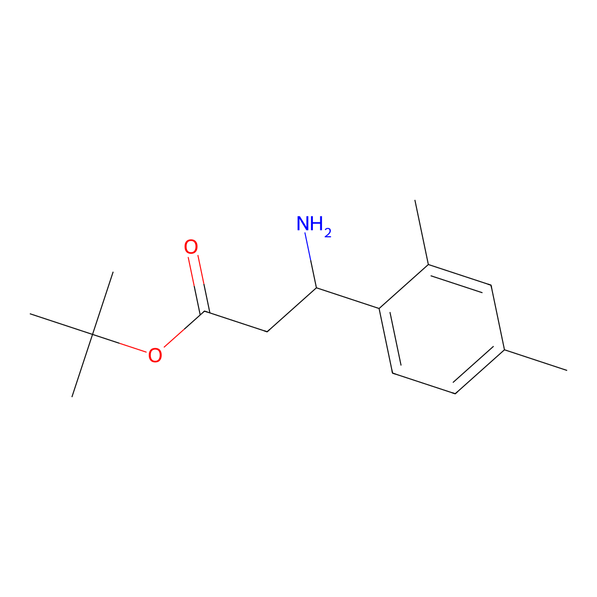 Tert-butyl 3-amino-3-(2,4-dimethylphenyl)propanoate molecular structure, CAS 2353715-01-0