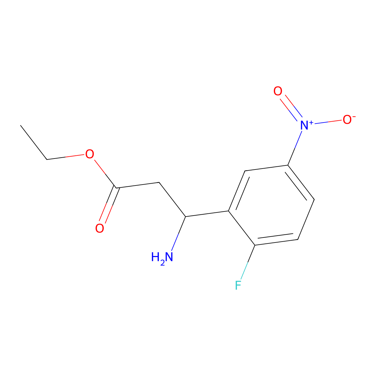 Ethyl 3-amino-3-(2-fluoro-5-nitrophenyl)propanoate molecular structure, CAS 2353715-29-2