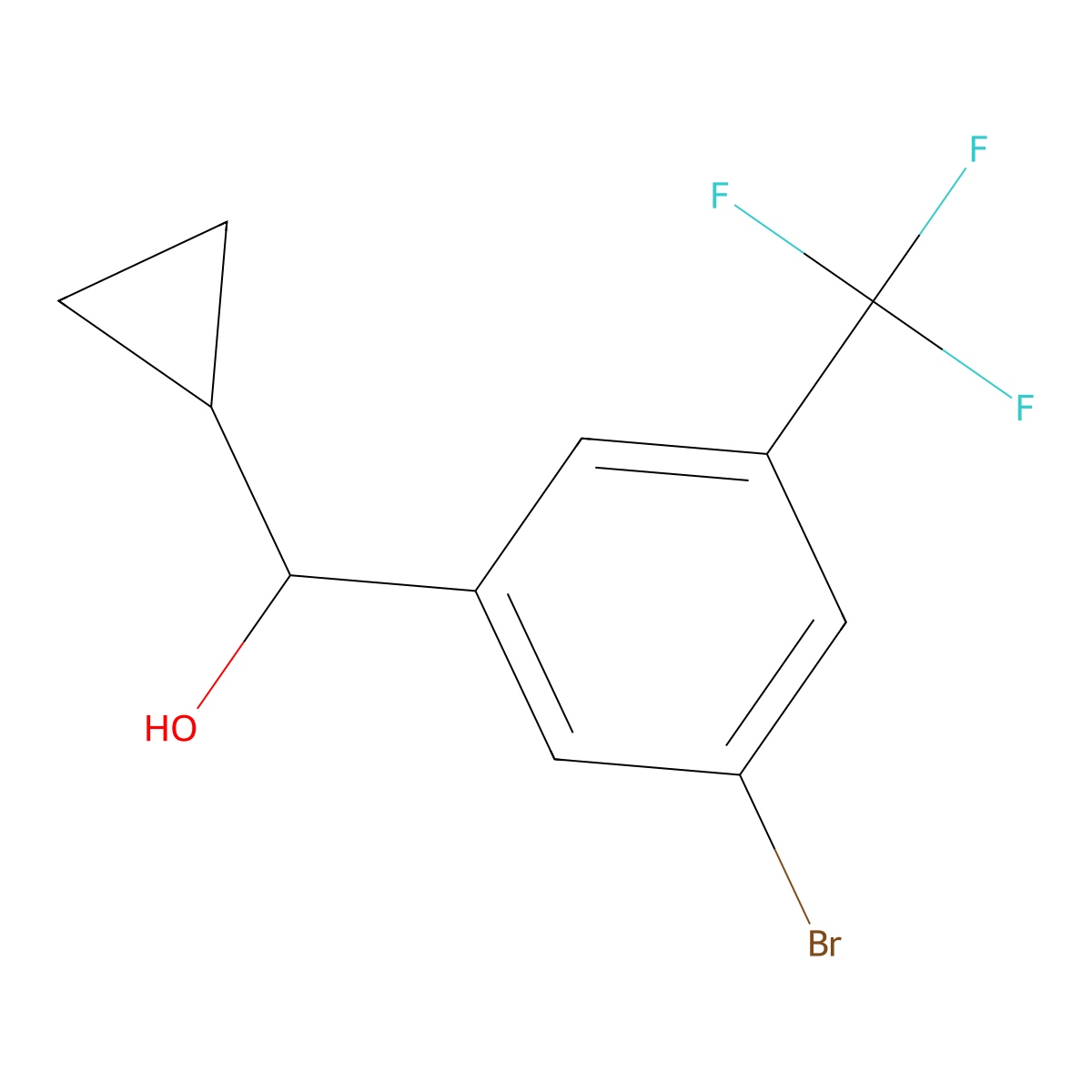 3-Bromo-a-cyclopropyl-5-(trifluoromethyl)benzenemethanol molecular structure, CAS 2353730-28-4
