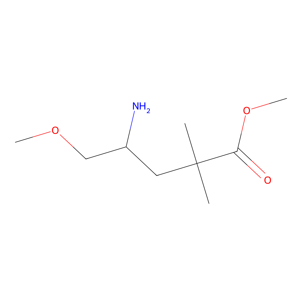 Methyl 4-amino-5-methoxy-2,2-dimethylpentanoate molecular structure, CAS 2353765-02-1