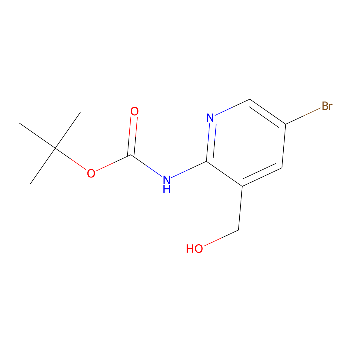 tert-butyl N-[5-bromo-3-(hydroxymethyl)pyridin-2-yl]carbamate molecular structure, CAS 2353776-74-4