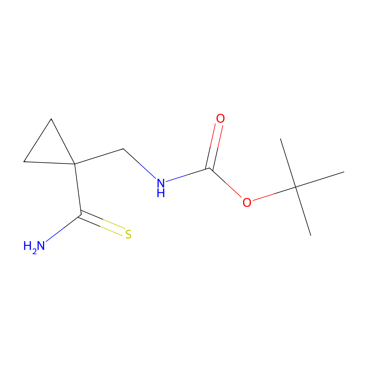 Tert-butyl N-[(1-carbamothioylcyclopropyl)methyl]carbamate molecular structure, CAS 2353778-35-3