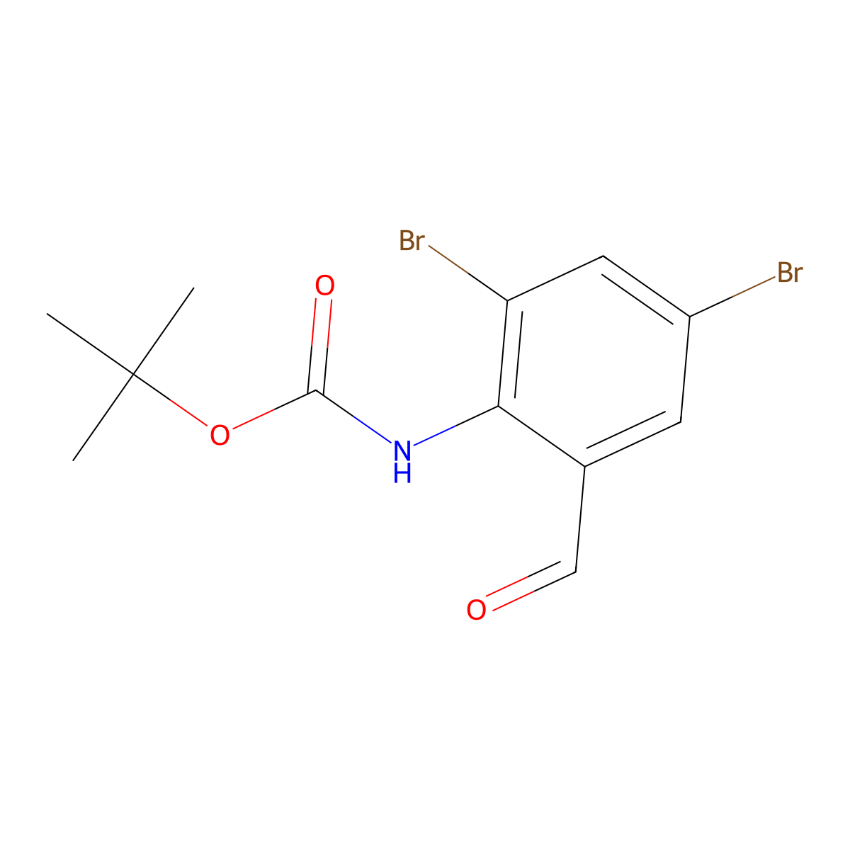 tert-butyl N-(2,4-dibromo-6-formylphenyl)carbamate molecular structure, CAS 2353781-01-6