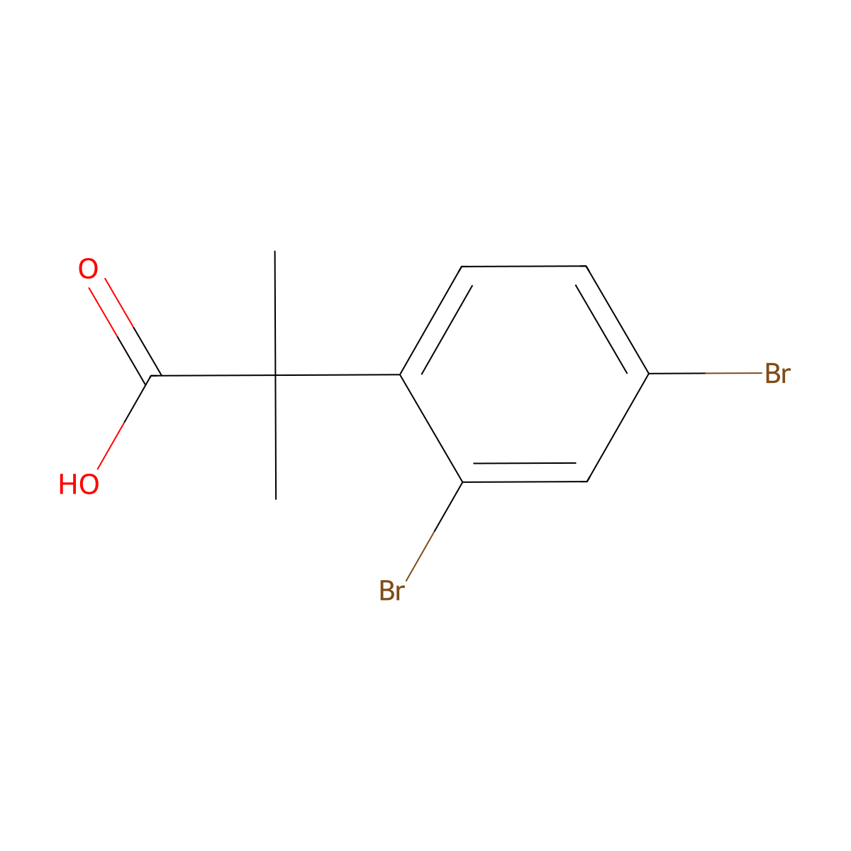 2-(2,4-Dibromophenyl)-2-methyl-propanoic acid molecular structure, CAS 2353782-16-6