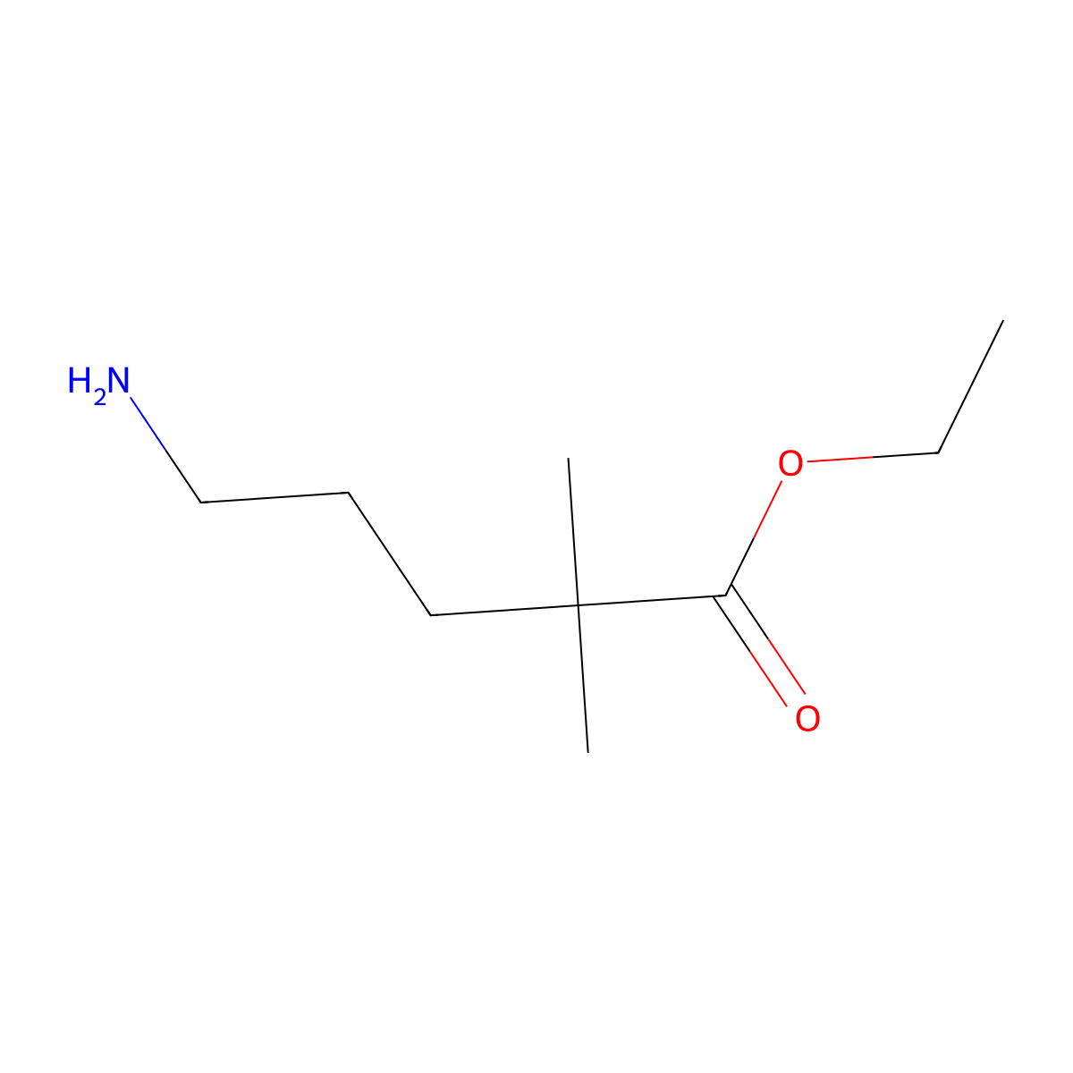 Ethyl 5-amino-2,2-dimethylpentanoate molecular structure, CAS 2353791-19-0