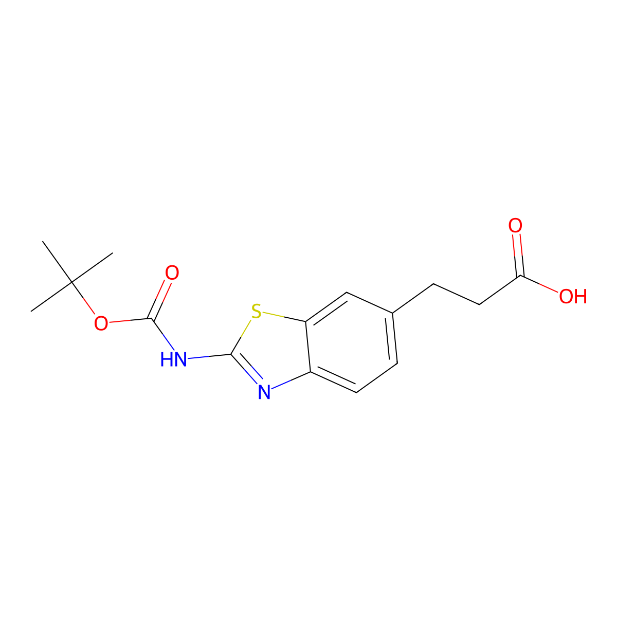 3-(2-{[(Tert-butoxy)carbonyl]amino}-1,3-benzothiazol-6-yl)propanoic acid molecular structure, CAS 2353799-72-9