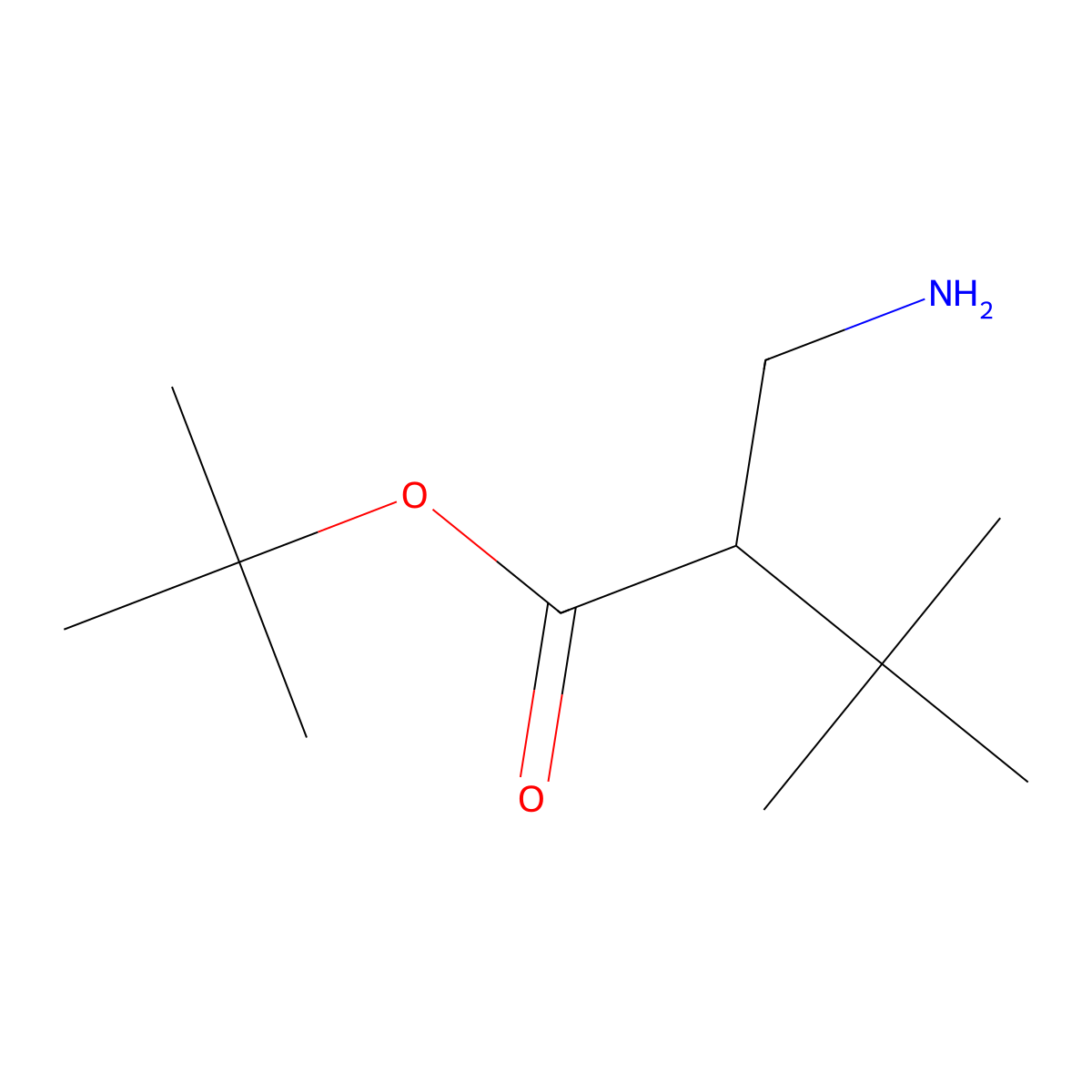 Tert-butyl 2-(aminomethyl)-3,3-dimethylbutanoate molecular structure, CAS 2353805-28-2