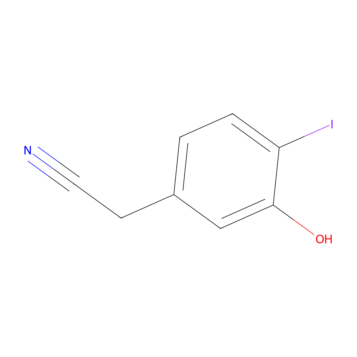 2-(3-Hydroxy-4-iodophenyl)acetonitrile molecular structure, CAS 2353805-31-7