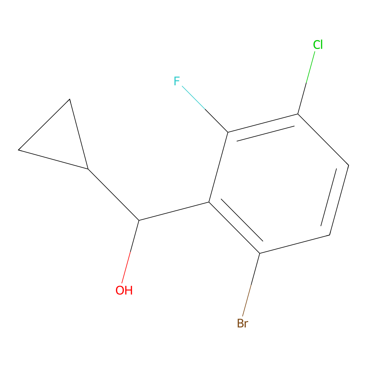 6-Bromo-3-chloro-alpha-cyclopropyl-2-fluorobenZenemethanol molecular structure, CAS 2353810-58-7