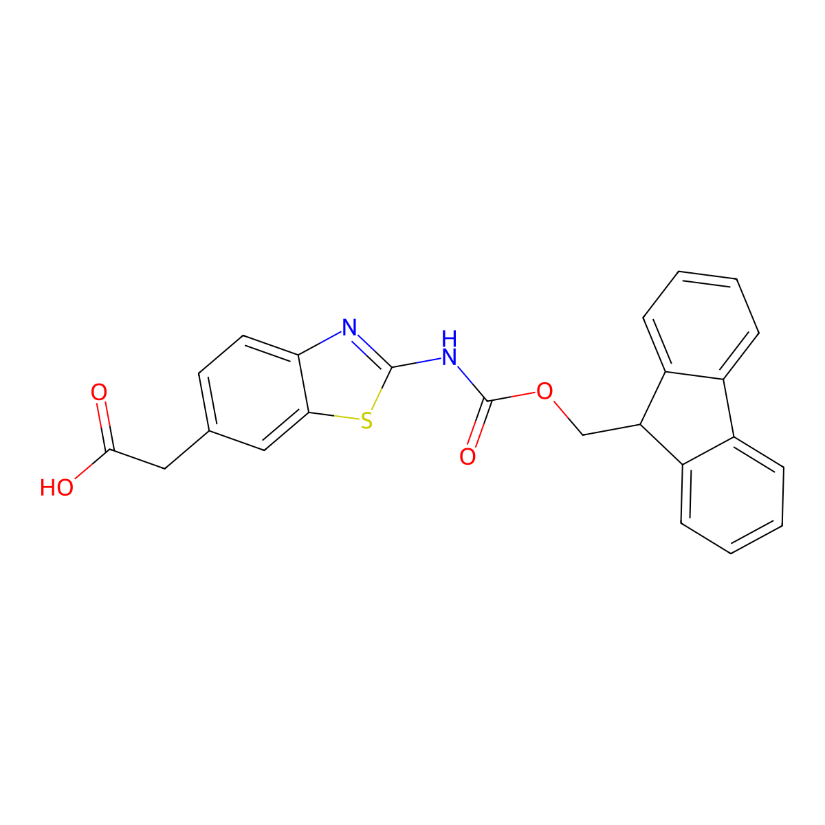 2-[2-({[(9H-fluoren-9-yl)methoxy]carbonyl}amino)-1,3-benzothiazol-6-yl]acetic acid molecular structure, CAS 2353823-95-5
