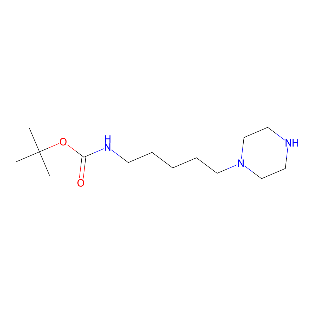 tert-butyl N-[5-(piperazin-1-yl)pentyl]carbamate molecular structure, CAS 2353824-14-1