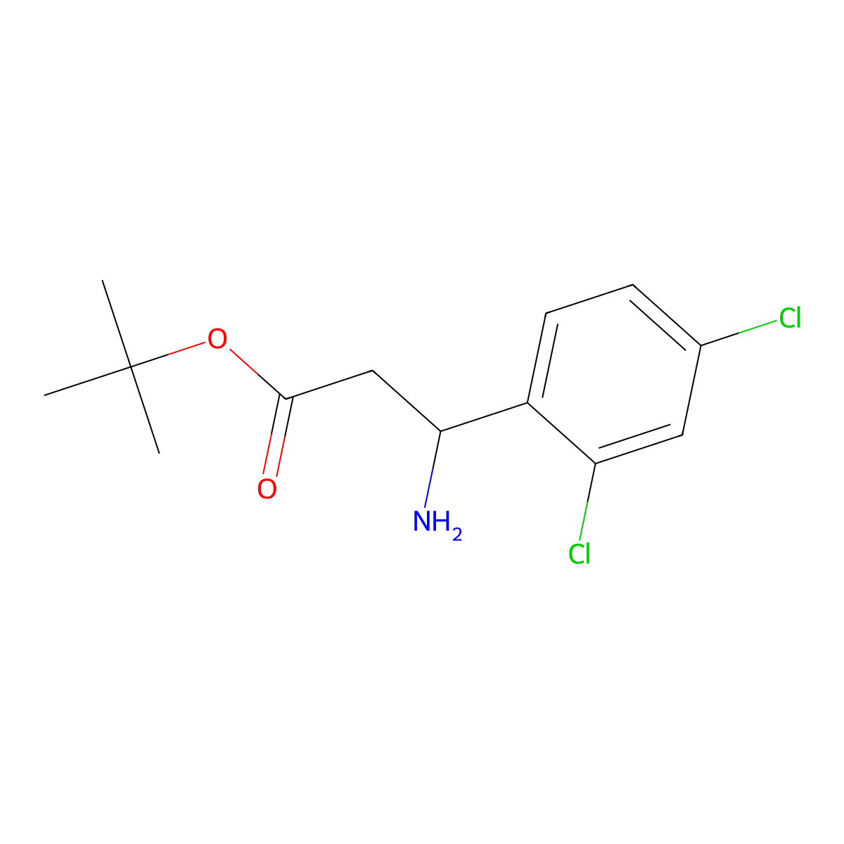 Tert-butyl 3-amino-3-(2,4-dichlorophenyl)propanoate molecular structure, CAS 2353831-07-7