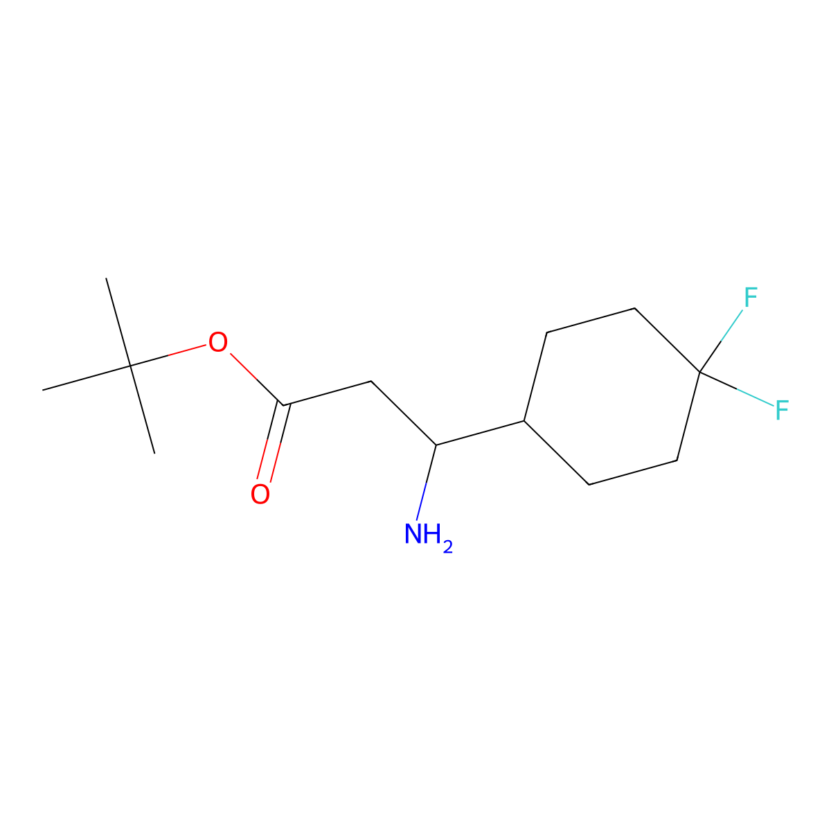 Tert-butyl 3-amino-3-(4,4-difluorocyclohexyl)propanoate molecular structure, CAS 2353831-45-3