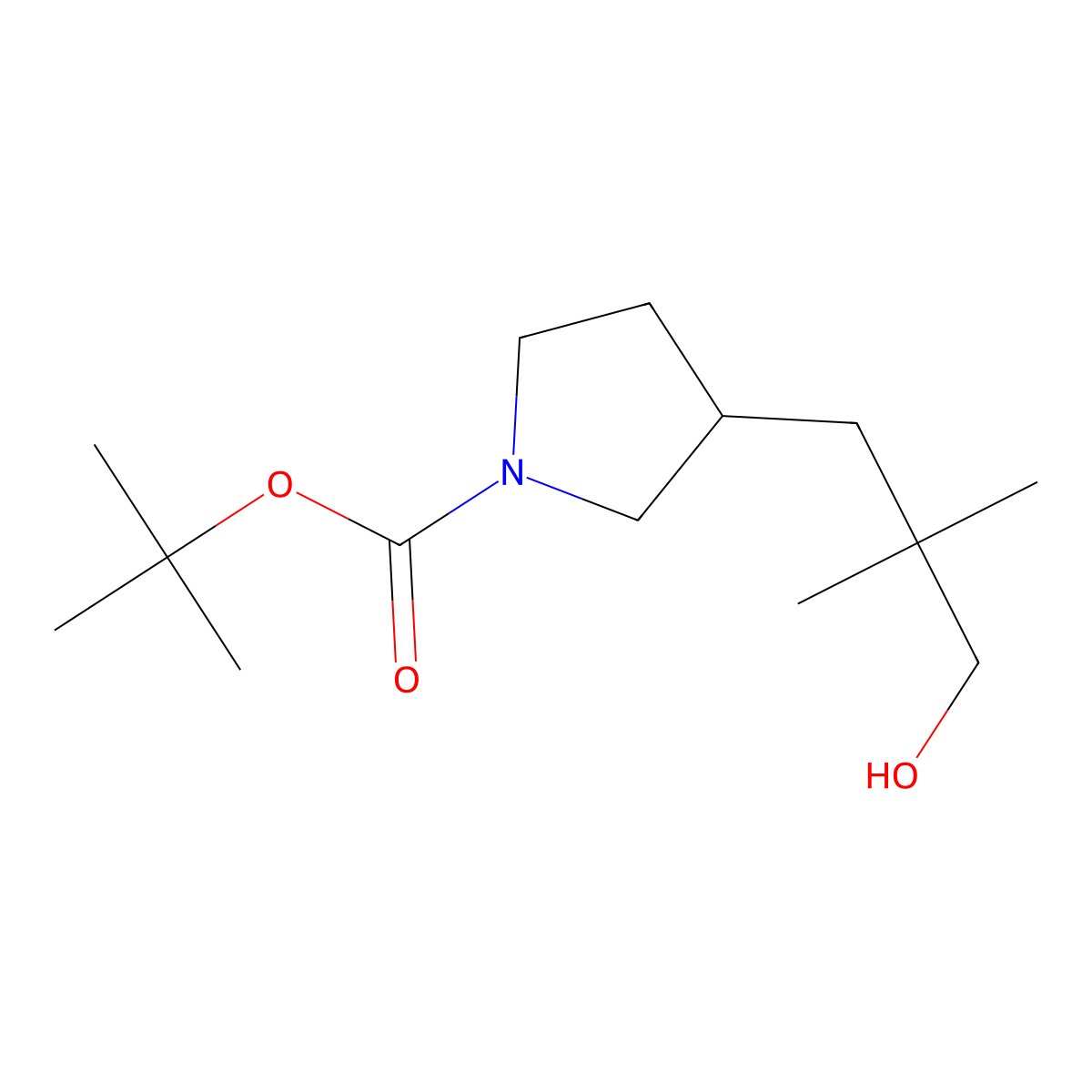 Tert-butyl 3-(3-hydroxy-2,2-dimethylpropyl)pyrrolidine-1-carboxylate molecular structure, CAS 2353832-14-9