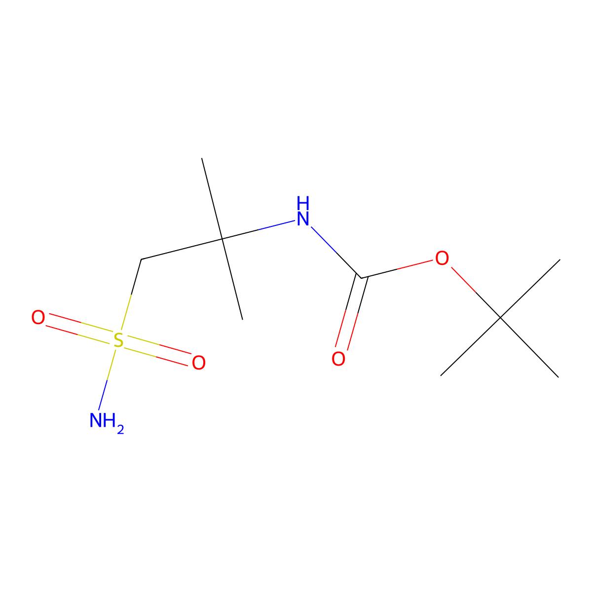 tert-butyl N-(2-methyl-1-sulfamoylpropan-2-yl)carbamate molecular structure, CAS 2353832-86-5