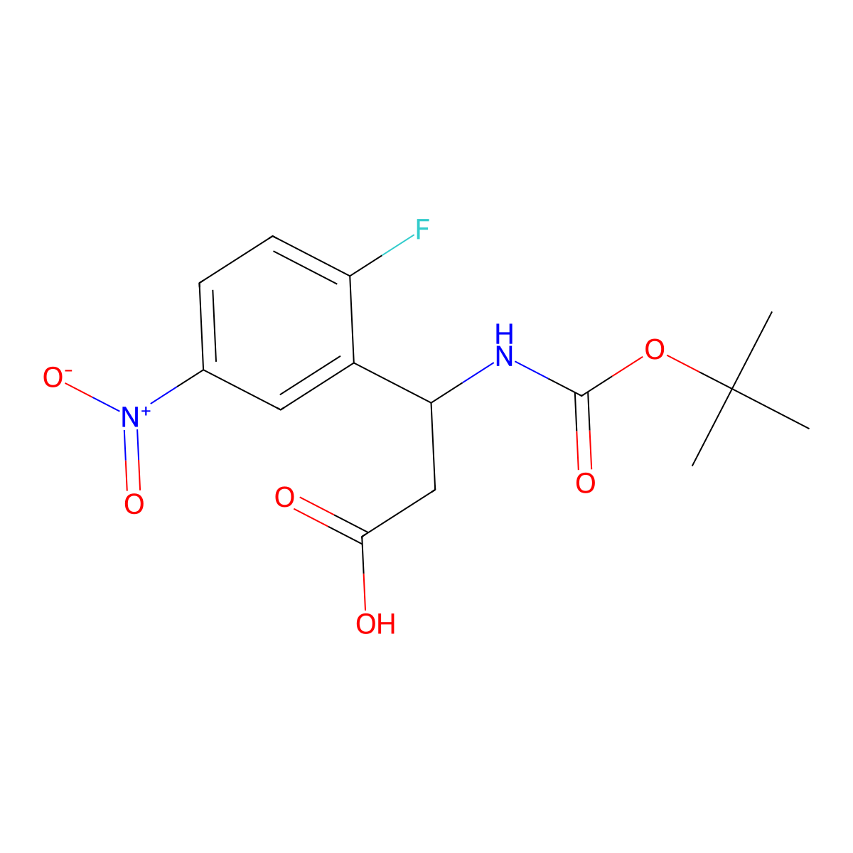 3-{[(Tert-butoxy)carbonyl]amino}-3-(2-fluoro-5-nitrophenyl)propanoic acid molecular structure, CAS 2353838-78-3