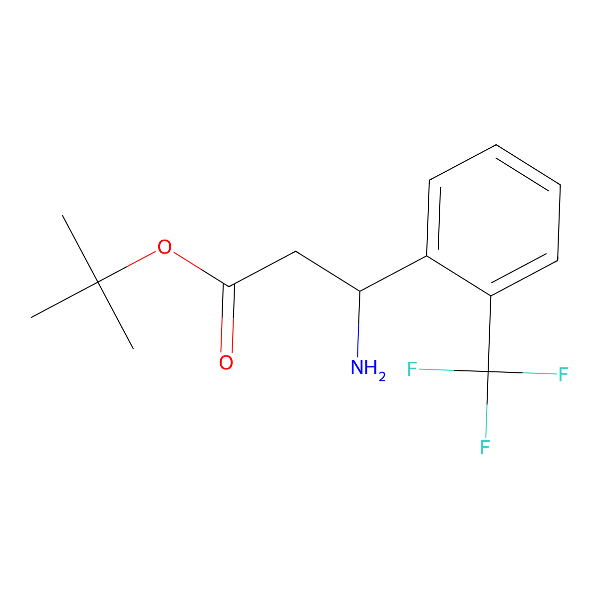 Tert-butyl 3-amino-3-[2-(trifluoromethyl)phenyl]propanoate molecular structure, CAS 2353839-26-4