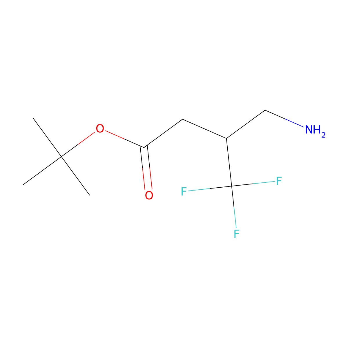 Tert-butyl 4-amino-3-(trifluoromethyl)butanoate molecular structure, CAS 2353840-06-7