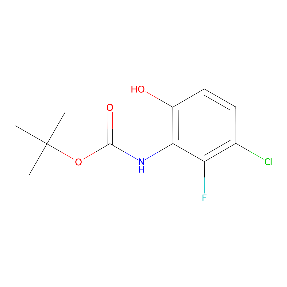 tert-butyl N-(3-chloro-2-fluoro-6-hydroxyphenyl)carbamate molecular structure, CAS 2353849-86-0