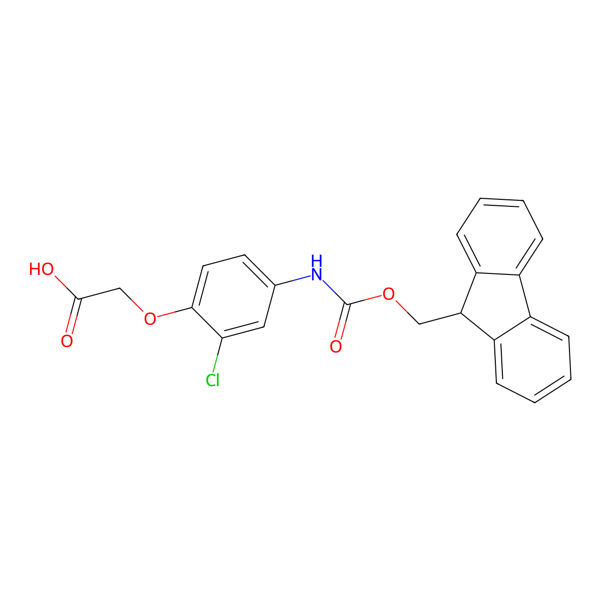 2-[2-chloro-4-({[(9H-fluoren-9-yl)methoxy]carbonyl}amino)phenoxy]acetic acid molecular structure, CAS 2353855-53-3