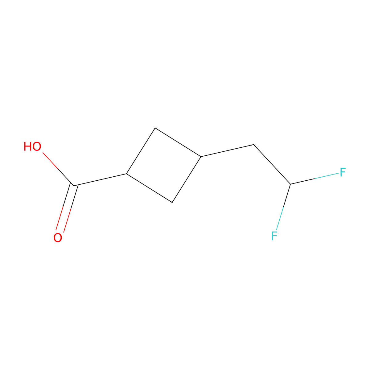 3-(2,2-Difluoroethyl)cyclobutane-1-carboxylic acid molecular structure, CAS 2353865-43-5