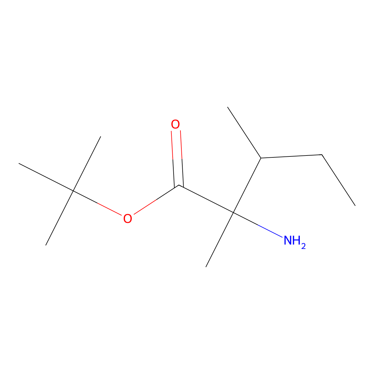 Tert-butyl 2-amino-2,3-dimethylpentanoate molecular structure, CAS 2353869-97-1