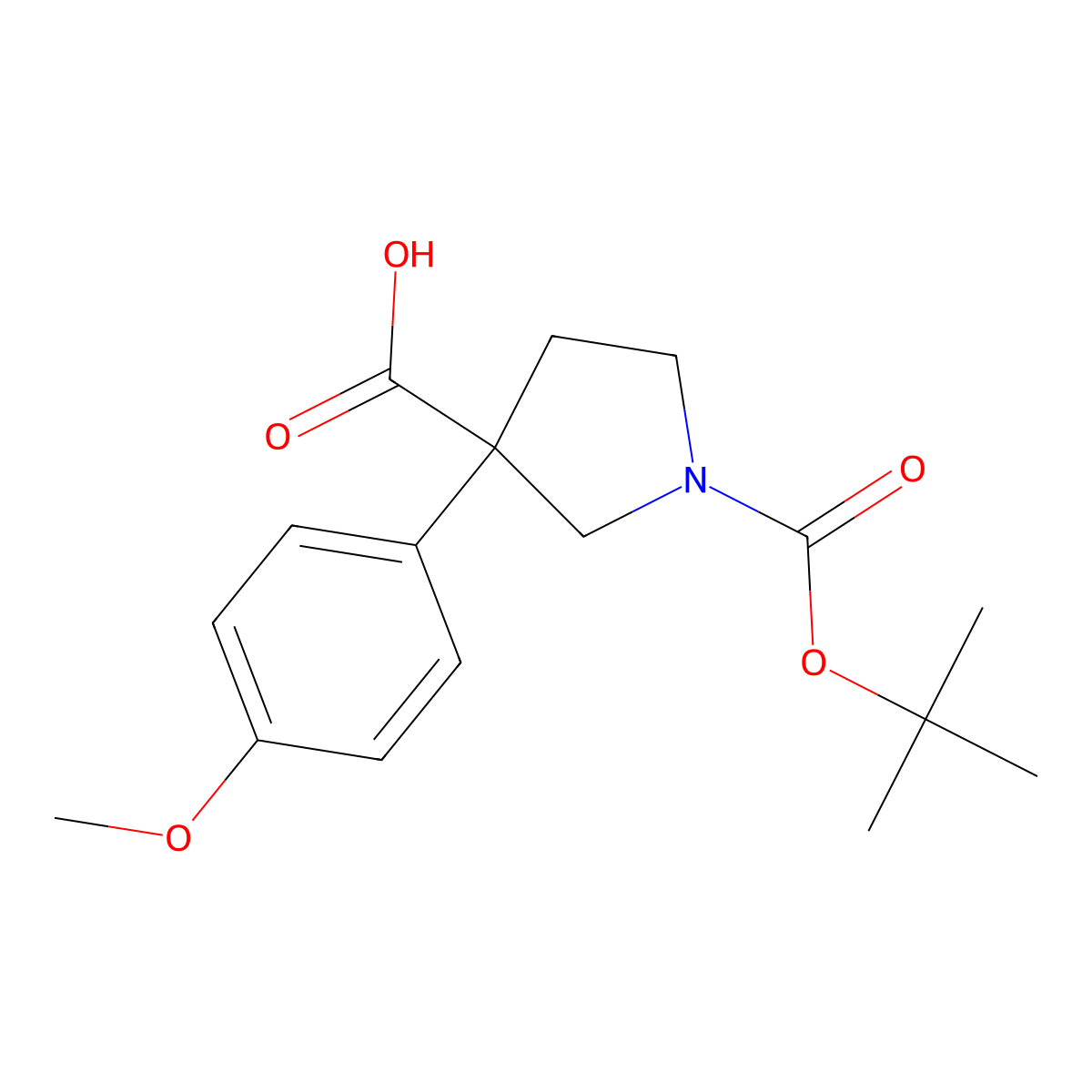1-[(Tert-butoxy)carbonyl]-3-(4-methoxyphenyl)pyrrolidine-3-carboxylic acid molecular structure, CAS 2353872-70-3