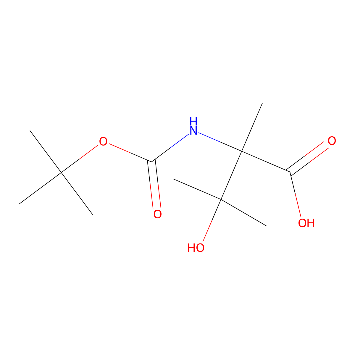 2-{[(Tert-butoxy)carbonyl]amino}-3-hydroxy-2,3-dimethylbutanoic acid molecular structure, CAS 2353886-58-3