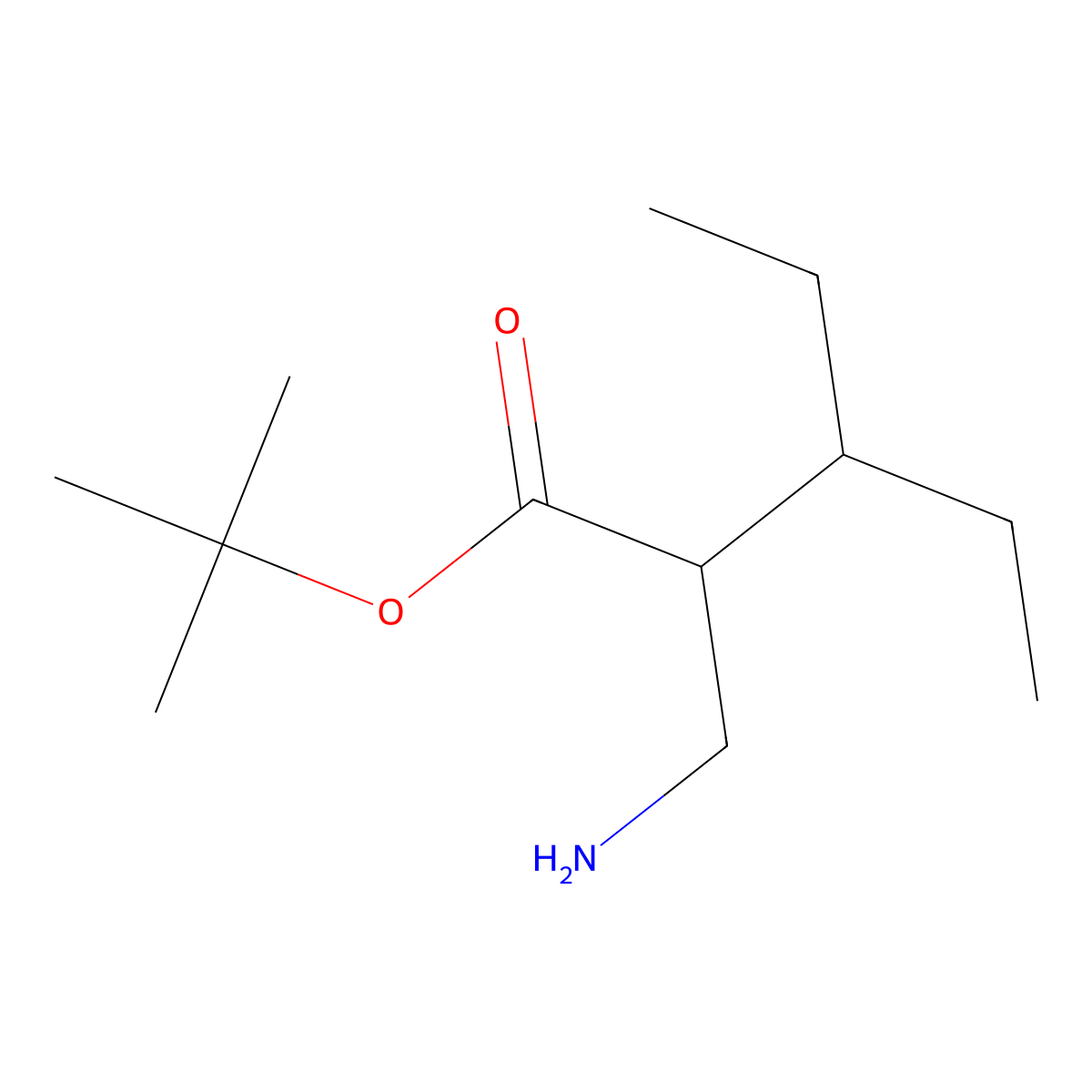 Tert-butyl 2-(aminomethyl)-3-ethylpentanoate molecular structure, CAS 2353899-49-5